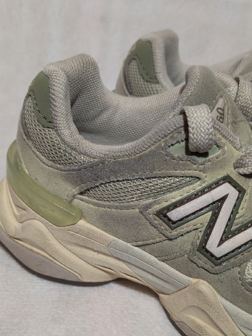 New Balance Kids Green and Light Gray Mesh Suede Sneakers - Picture 6 of 9